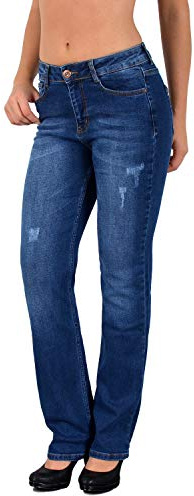 ESRA Damen Jeans Hose Damen Jeanshose gerader Schnitt Straight bis Übergrösse G400