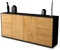 Stil.Zeit Sideboard Gemma, Korpus anthrazit matt, Front Holz-Design Eiche (180x79x35cm) Push-to-Open Technik & Leichtlaufschienen