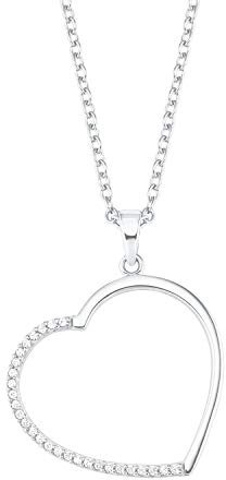 s.Oliver Kette mit Anhänger 925 Sterling Silber Damen Halsschmuck, mit Zirkonia synth., 42+3 cm, Silber, Herz, Kommt in Schmuck Geschenk Box, 2027565
