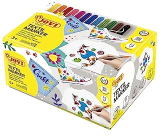 Jovi - Marqueur textile, étui de 48 marqueurs, couleurs assorties | Marqueurs permanents, idéal pour décorer tout type de tissu
