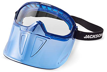 Jackson Safety GPL500 Premium Safety Goggles with detachable Faceshield, Blue, Clear protective lens, anti-fog EN 166 CE Certified 21000, One Size