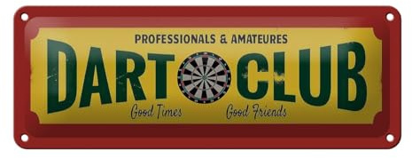 Blechschild 27x10cm gewölbt Dart Club Good Times Friends Sprüche Schild