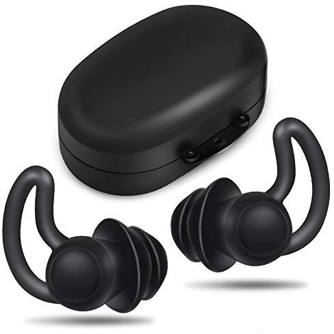 2 Pièces Bouchons d'Oreille Ultra Confortables Antibruit pour Sommeil Bouchons d'Oreille de Réduction de Bruit en Silicone pour Sommeil Ronflement Course Tir Voyages Concerts (Noir)