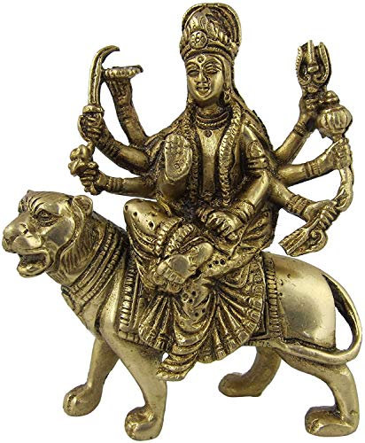 Indian Accent Antike Göttin Durga Skulptur, Metall, Messing, 12,7 cm