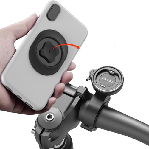 sincetop Support Telephone Velo,Porte Telephone Moto avec Adaptateur Universel,Support de Guidon de vélo Tout-Terrain pour VTT, Scooter, vélo trotinetteélectrique et de Route【Series C - 1ra Gen】