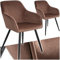 tectake® 2er Set Esszimmer Stuhl, Esszimmerstühle mit Sitzfläche aus Samt, Armlehnstuhl, Sessel Wohnzimmer, gepolsterter Office Chair, Schminktisch Stuhl, gemütlicher Küchenstuhl - braun/schwarz