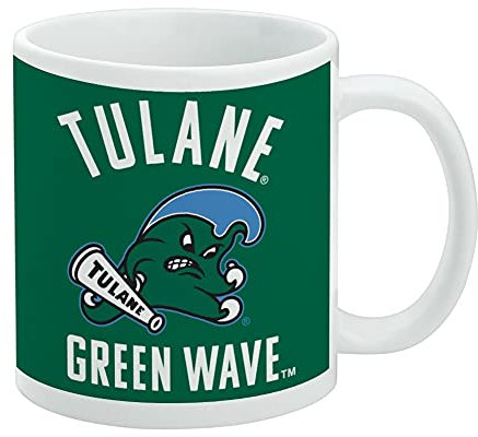 Tulane University Green Wave Keramik-Kaffeetasse, Neuheit Geschenk Tassen für Kaffee, Tee und heiße Getränke, 325 ml, Weiß