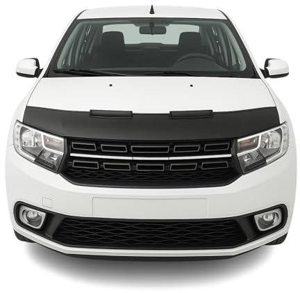 OMAC Haubenbra Halb für Dacia Logan 2012-2020 Vinyl Schwarz | Steinschlagschutz, fahrzeugspezifisches Design, Car Bonnet Bra