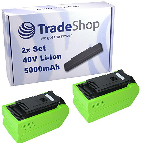 2X Trade-Shop Li-Ion Akku 40V / 5000mAh für Greenworks Cramer PowerWorks Allett Kettensäge Rasentrimmer Rasenmäher Gebläse Heckenschere Hochentaster