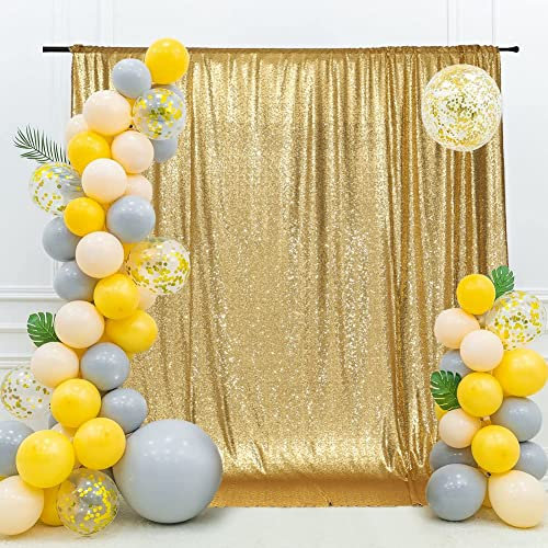 Eternal Beauty Goldener Pailletten-Hintergrund, 2,4 x 3 m, glitzernde Hintergrundvorhänge für schimmernde Fotografie, Party, Hochzeit, Geburtstag, Hintergrunddekoration