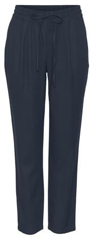 VERO MODA Damen Legere Leinen Stoffhose Casual Schlupfhose Lockere Ankle Pants, Farben:Blau-2, Größe:M