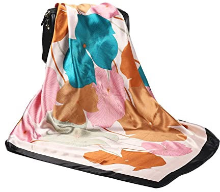 Cebilevin Grand Foulard Carré Imprimé Feuilles 90x90cm