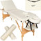 TecTake® Table de Massage Pliante Professionnelle 3 Zones Ergonomique Massage et Relaxation Bois Table Esthetique Professionnel Lit de Massage Portable, Accessoires & Housse de Transport - Beige
