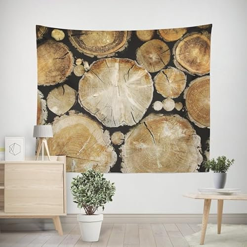 EHOMERY Wandteppich Orient Home Wanddekoration Holzstapel Wandteppich XXXL Wanddekoration Jugendzimmer Wohnzimmer Schlafzimmer Wandbehang Dekoration 350x250cm