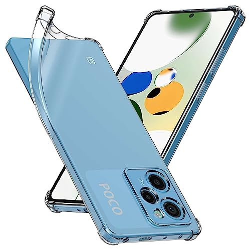 ebestStar - Funda para Xiaomi Poco X5 Pro 5G, Carcasa Silicona Transparente, Capa Protectora TPU Antigolpes, Bordes Reforzados, Transparente