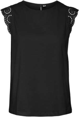 VERO MODA Damen VMEMILY SL Gathering JRS NOOS Top, Black, X-Large