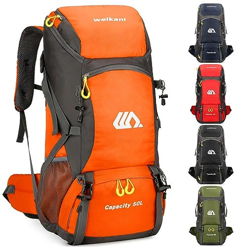 Favuit Wanderrucksack 30L, Herren Damen Trekkingrucksack Ultraleicht Faltbarer Reiserucksack Wandern Rucksack Klettern Tagesrucksack für Reisen Bergsteigen Camping Outdoor Reisen Sport(Orange)