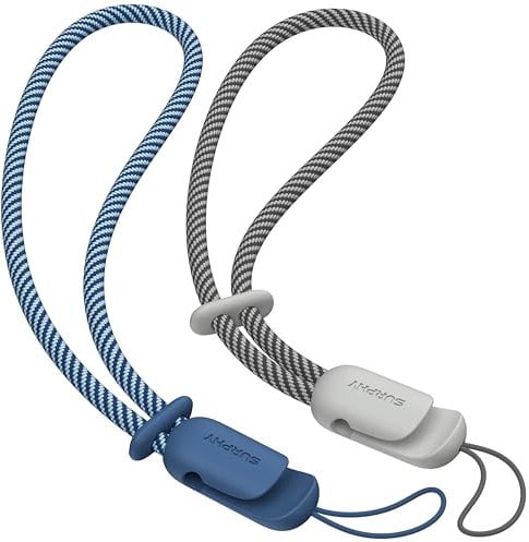 SURPHY Wrist Strap Lanyard for Phone, 2 Pack Adjustable Combination Strap Compatible with Phone, Airpods, Purse, Keychain and more, Blue Jay & Grey