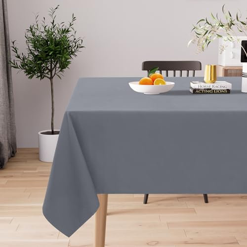 Homaxy Tischdecke Abwaschbar Lotuseffekt Rechteckig 140 x 100 cm Tischtuch Wasserabweisend Tafeldecke Abwischbare aus Polyester Schmutzabweisend Pflegeleicht für Küche Party, Grau