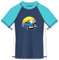 BesserBay Kinder Atmungsaktiv Kurzarm Badeshirt mit UV-Shutz Blau Bademode UV Shirt Schwimmshirt Rashguard 140