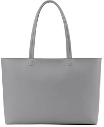 Quirkademy Damen Henkeltaschen, Tote Shopper Bag aus PU Leder, Handtaschen mit Innentscahe, Schultertasche mit Große Kapazität für Arbeit Schule Einkauf Reise Büro (Grau)