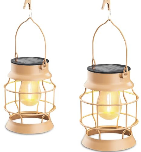 Solarlaterne für Außen, Solarlampen für Außen IP65 Wasserdicht, Metall LED Gartenleuchte für Dekoration Garten, Patio, Baum, Camping, Rasen(2 Stück)
