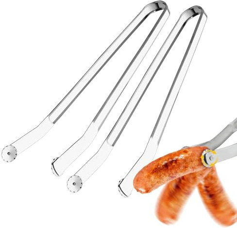 Pince à Barbecue, Pince à Barbecue à Roulette 38cm, Pince Barbecue Longue, Pince à Retourner les Saucisses, Pince à Saucisse à Roulettes, Pince Barbecue Inox, pour les Fêtes/Jardins (2pc)