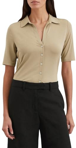 Marc OߴPolo Camisa de Manga Corta con Cuello Kent clásico Mujer Regular Fit, Beige (Summer Sand), XL
