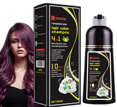 Mikabila 500ml Shampoo für Lila Haar,Instant Hair Shampoo Haarfarbe Shampoo für Graues Haar,Natural Hair Dye Shampoo,Natürliche Lila Haarfarbe Shampoo 3 in 1 für Männer &Frauen(Purple)