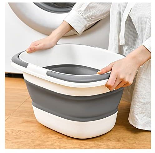 Cesta plegable de plástico para lavar platos, lavabo portátil para camping, pícnics, bañera plegable con mango resistente