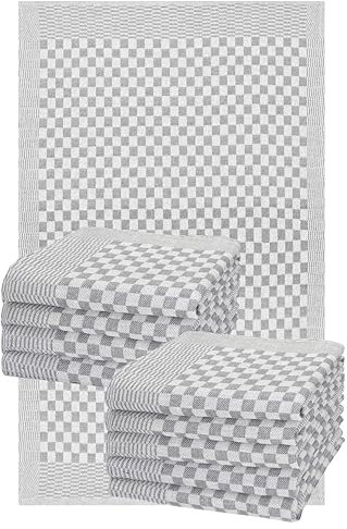 Betz 10er Set 50x100cm Küchentuch Baumwolle Meinor Grubentuch extrem strapazierfähig und saugstark trocknergeeignet - Gastronomiequalität - Geschirrtücher BW grau