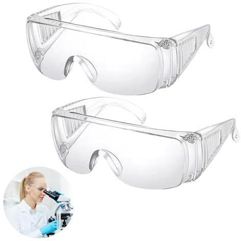 ZPLASK 2 Pcs Protective Glasses, Safety Glasses, Transparent Safety Goggles, Protective Goggles Anti Splash Anti Scratch And Dust Proof Suitable For Construction Outdoor Laboratory Chemistry Class