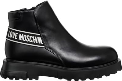 Love Moschino Damen Stiefeletten mit Logoband, Schwarz, Schwarz, 7