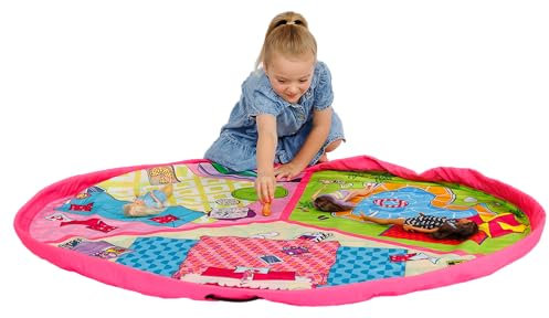 Barbie Malibu Play Pouch | Ultimate All-in-1 Play Mat & Toy Storage Bag, Huge 55” Inner Interactive Play Space, Convenient, No-Mess Pack-Away, Portable Playtime Storage Solution, Ages 3+