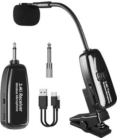 Flohterys De MicróFono InaláMbrico Para SaxofóN, Transmisor Y Receptor De 2,4 G Para Instrumentos De Viento, Alcance De 164 Pies, Conectar Y Usar