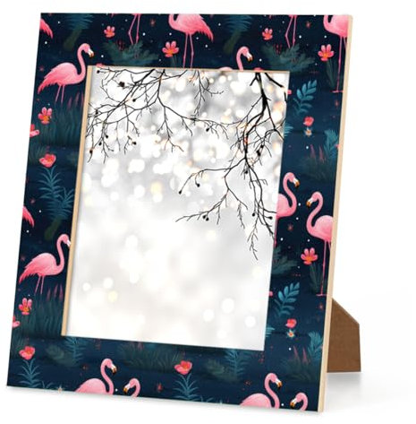 GeMeFv Cadre photo de 20,3 x 25,4 cm en bois flamant rose pour table et décoration murale, cadre photo, décoration d'intérieur, cadre cadeau (oiseaux, fleurs, feuilles)