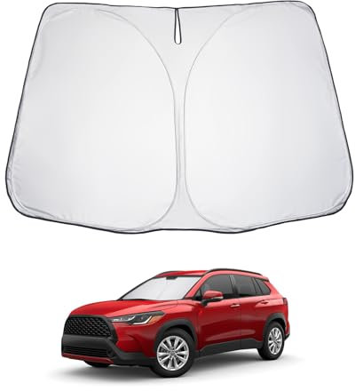 LUWU Parasol para Coche Compatible con Toyota Corolla Cross 2021-2024 2025 Auto Parasol Cubierta del Parabrisas Interior Oscurecimiento UV Toyota Corolla Cross Accesorios