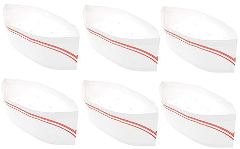 TEMPNAP 80piezas Gorros Desechables para Chefs De Papel Pack De Unidades Gorros De Cocina Unisex para Restaurantes Catering y Eventos Borde y Diseño Tridimensional