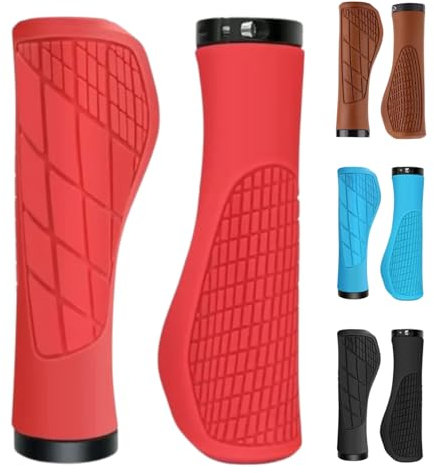 Andinus Fahrradgriffe MTB/City – Ergonomisch, mit oder ohne Klemme, Materialien (80034-RED)