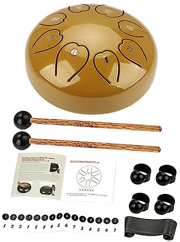 NULYLU Große Gelbe Metall Zungentrommel Handtrommel Percussion Musikinstrument Mit Klarem Klang Für Yoga Meditation Anfänger Geschenk