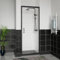 Aquariss 900x700mm Black Pivot Alloy Hinge Shower Door Enclosure with 700mm Clear Self Clean 6mm Shower Door Screen + Anthracite SMC Anti Slip Shower Tray and 90mm Waste