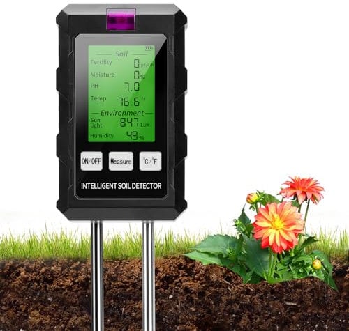 Voktta 6 in 1 Bodenmessgerät, PH/Temperatur/Feuchtigkeit/Licht, Dual-Probe-Technologie Bodentester, ph wert messgerät, für Pflanzenerde, Garten, Bauernhof, Rasen, Gemüsegarten