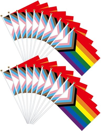 20 Stück LGBT Gay Pride Regenbogen-Flagge auf Stäbchen