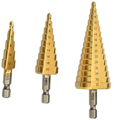 Broca escalonada espiral estriada, Juego de brocas escalonadas de 3 piezas 3 12 mm 4 12 mm 4 20 mm 4 32 mm HSS