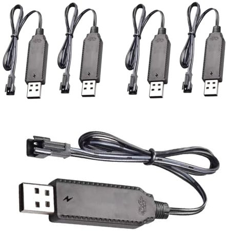 5 Pcs RC USB Battery Charger with SM-2Pin for 3.7V LiPo Battery USB Battery Charger Cable Compatible with RC Cars Drones Trucks Trains Boats