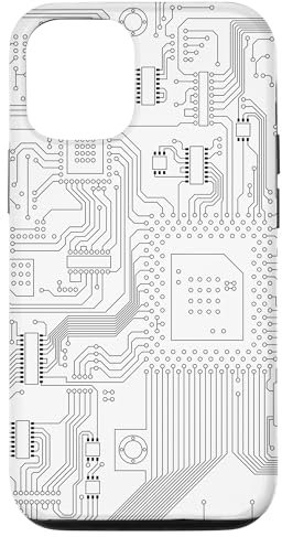 Placa base Microchip Circuito Blanco Fondo de computadora TI Carcasa para iPhone 12/12 Pro