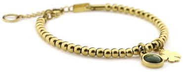 QOSS Armband ZOEY gold kieferngrün mit Kleeblatt