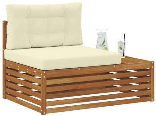 vidaXL Outdoor Endsofa Natur 115 x 83 x 73 cm Massivholz Akazie, Balkonmöbel, modernes Gartenmöbel, elegant im Freien, wetterfest, leicht zu reinigen, Flexibles Design