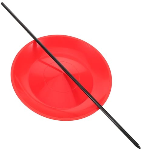 CORHAD Piattino da Giocoleria in Plastica Rosso, Set con Asta Professionale, Design Bilanciato e Resistente All’usura per Spettacoli di Strada e Palcoscenico