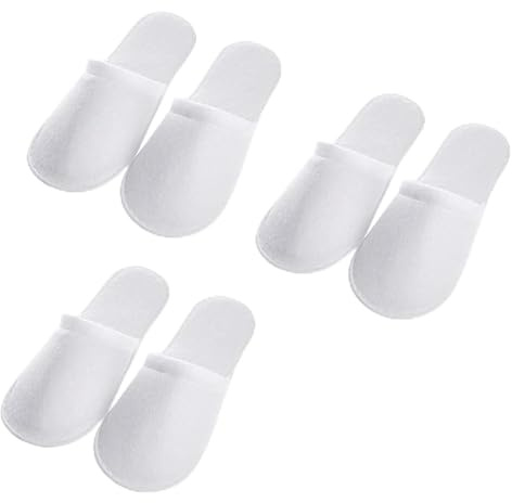 ZPLASK 3 Pairs Hotel Slippers Women Men, Guest Slippers, Soft Plush Design Spa Slippers for Guests and Spa Visits, Travel Slippers Women Men for Travel and Home Use (White)